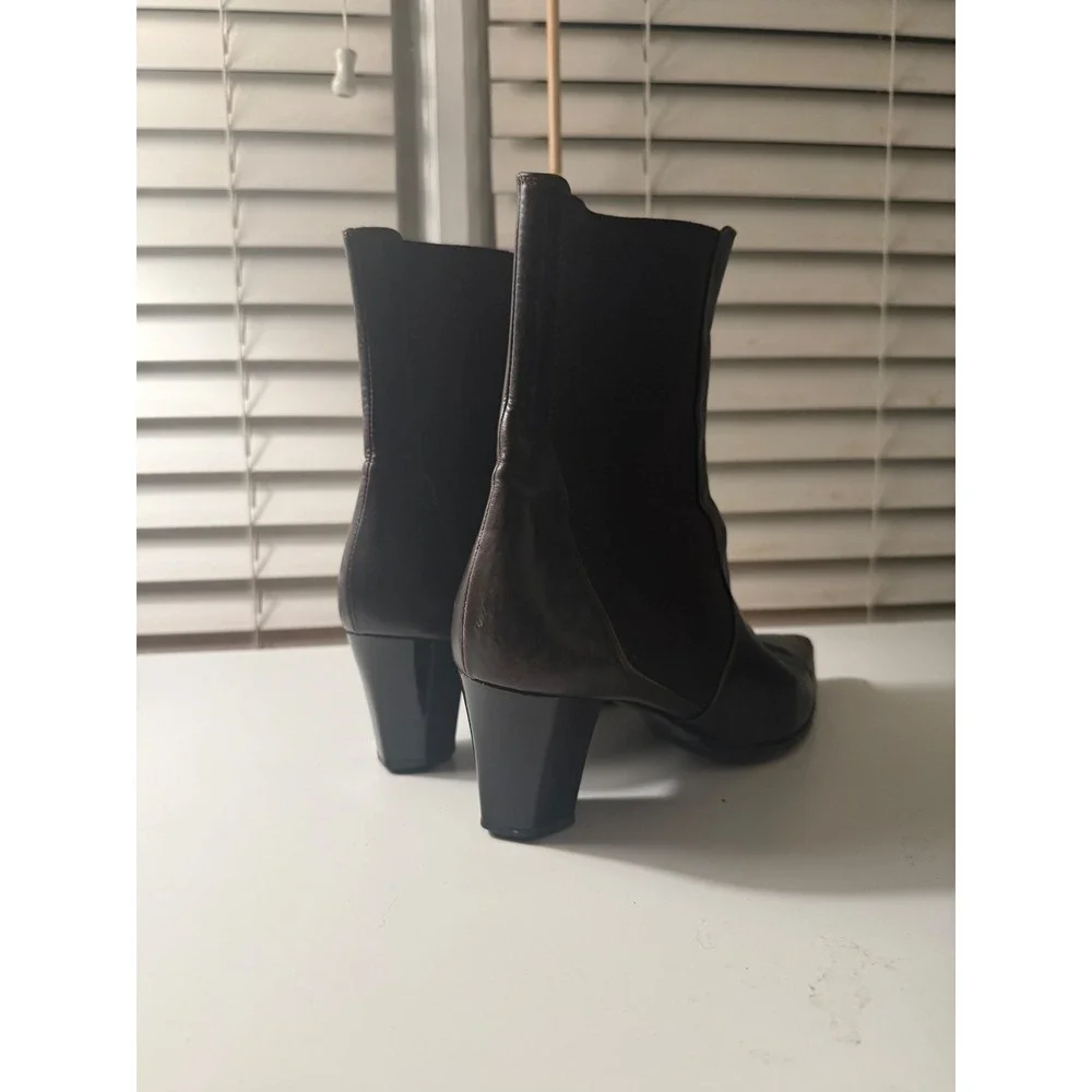 Jil Sander Leather‎ Ankle Boots Size 40 Made in Italy Brown Pointed Heel